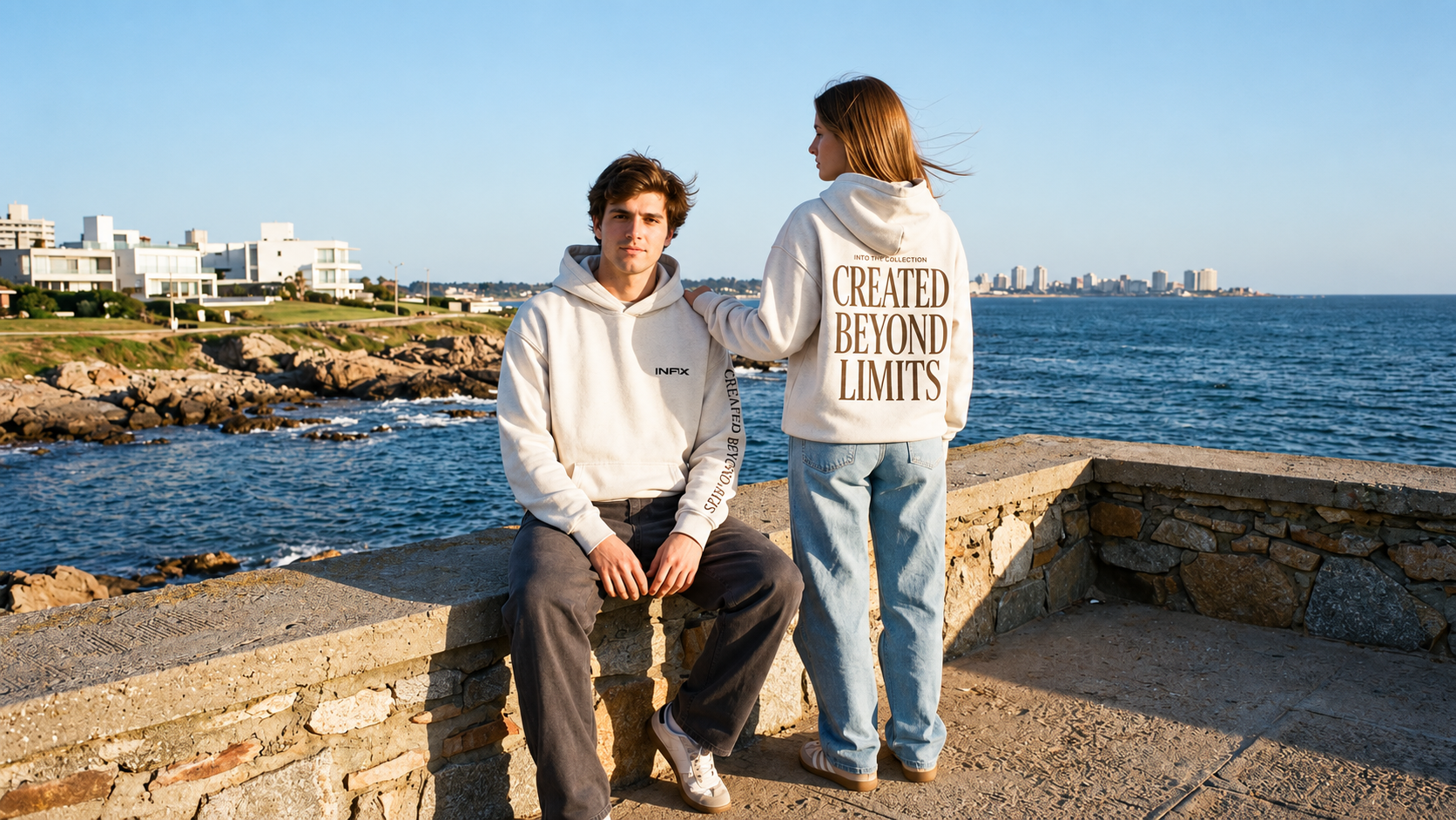 Pareja INFX con hoodies de la línea Created Beyond Limits